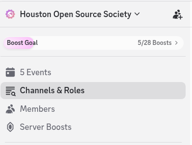 Screenshot showing the Channels and Roles button in Discord