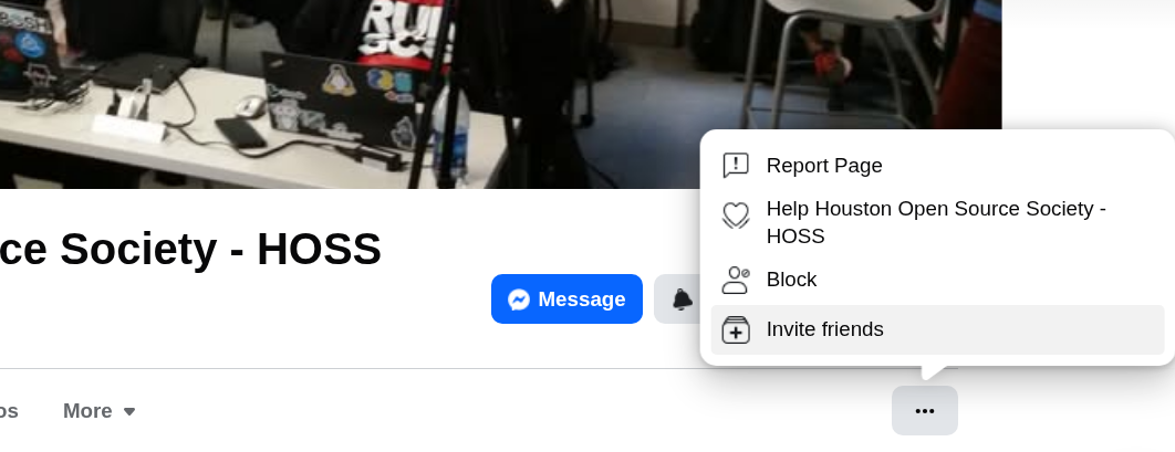 Facebook menu showing the Invite Friends option