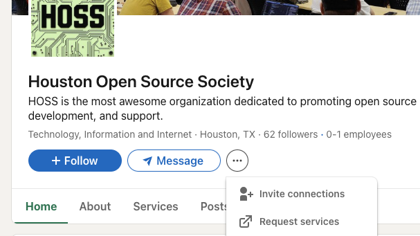 LinkedIn menu showing the Invite Connections option